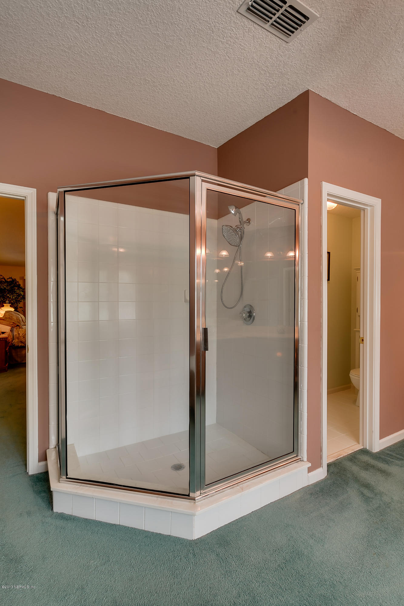 3105 Ravines Road Middleburg, FL 32068 - Photo 23 of 32 a bathroom with a glass shower door and a window