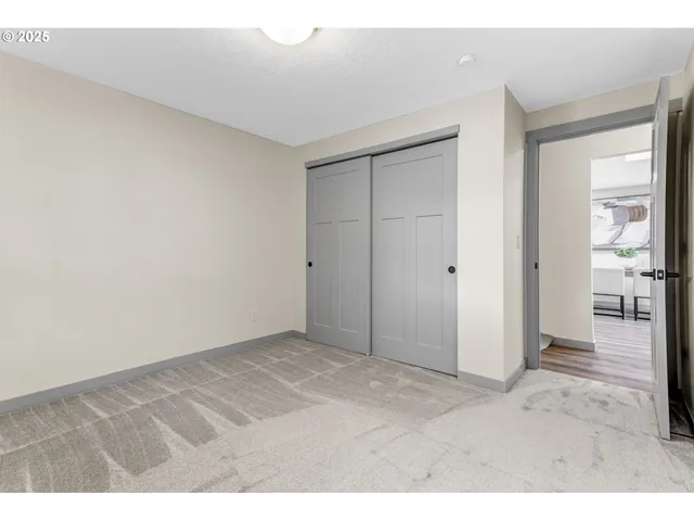a view of a big room with closet and wooden floor