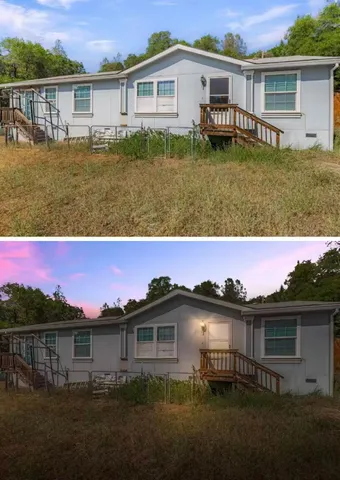 a balcony view with a garden space