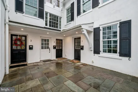 a view of an entrance door of the building