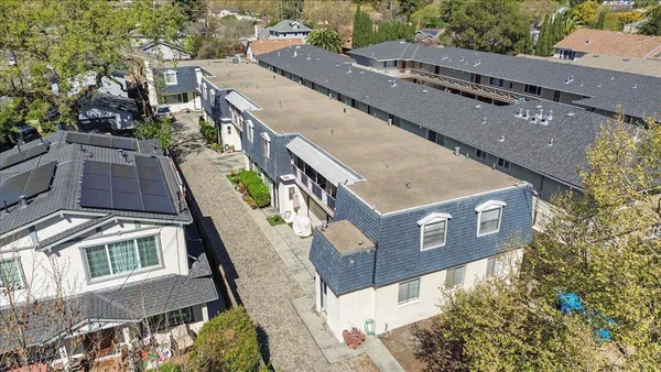an aerial view of a house