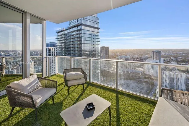 a balcony with couch