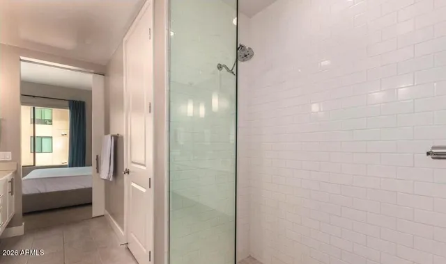 a bathroom with a double vanity sink mirror and double