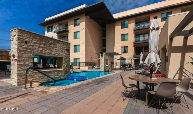 a view of a building with many windows