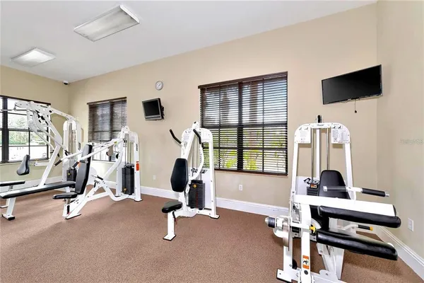 a view of a room with gym equipment