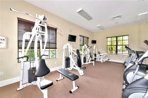 a view of a room with gym equipment