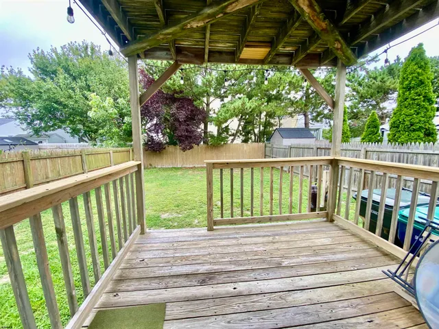 a view of a wooden deck