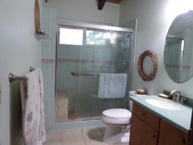 91 Noho Lio Road Maunaloa, HI 96770 - Photo 18 of 27 a bathroom with a toilet a sink a mirror and shower