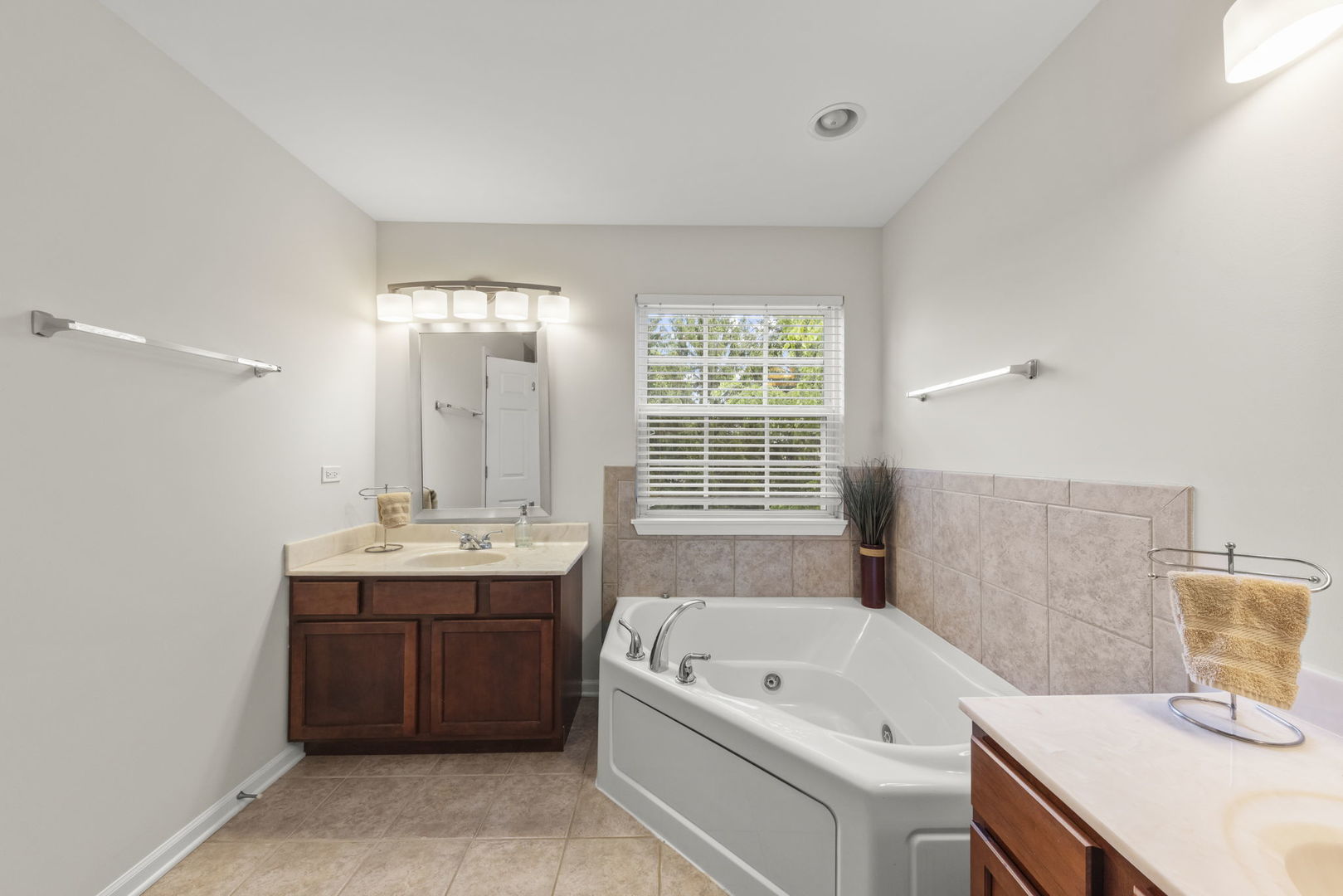 26500 Rustling Birch Way Plainfield, IL 60585 - Photo 22 of 37 a bathroom with a tub sink and mirror