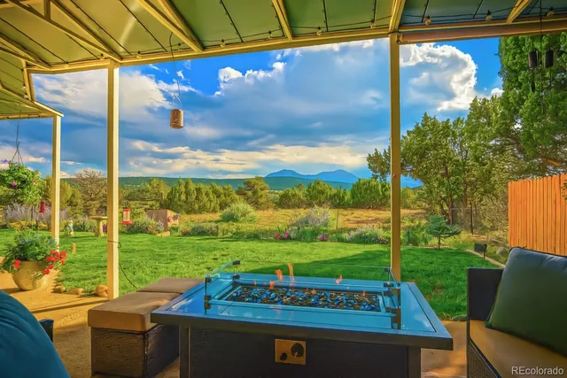 a view of an outdoor sitting area