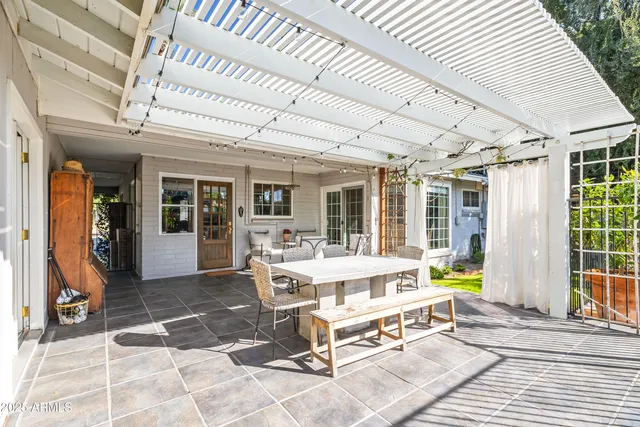 a living room with a large window