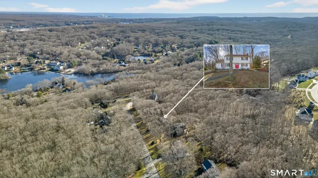 an aerial view of a house