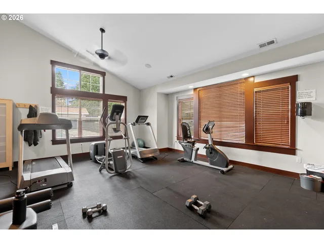 a view of a room with gym equipment