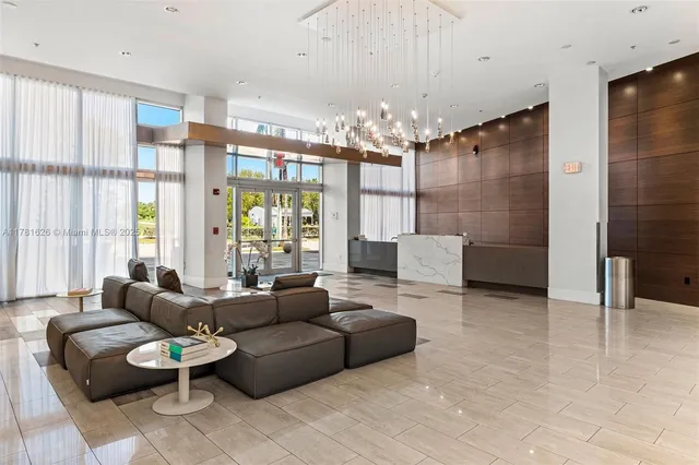 a view of a lake with a city