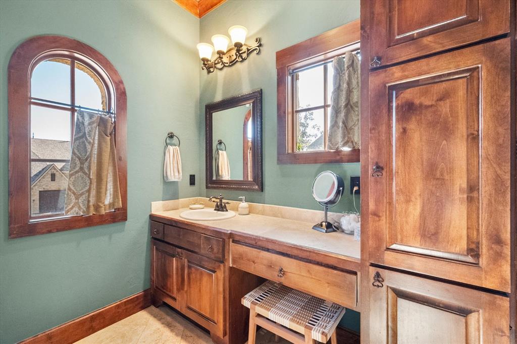 920 Nottingham Road Keller, TX 76248 - Photo 31 of 38 a bathroom with a double vanity sink and a mirror