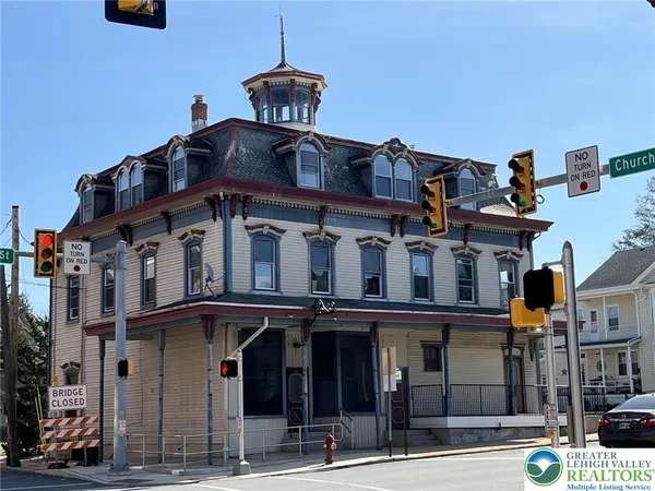 a front view of a building