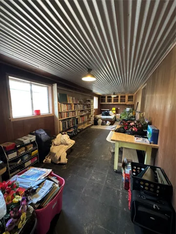 a car is parked in a garage