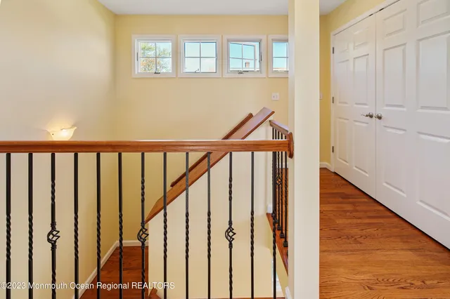 a view of a room with racks on the wall