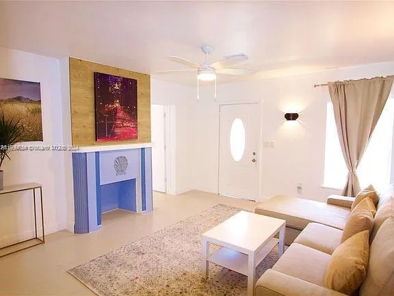 a living room with furniture