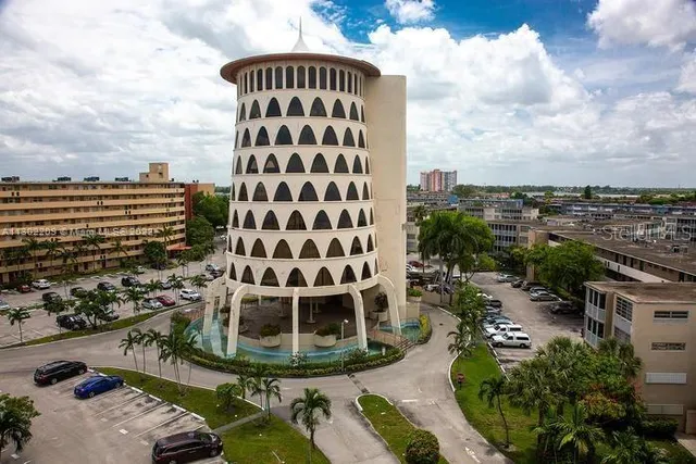 a view of a tall building