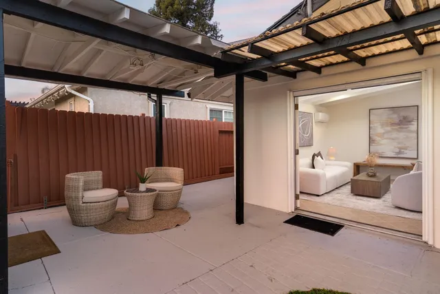 a living room with furniture