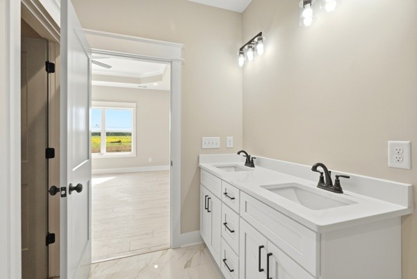 1180 Belfast Farmington Road Lewisburg, TN 37091 - Photo 31 of 41 a bathroom with a double vanity sink and a mirror