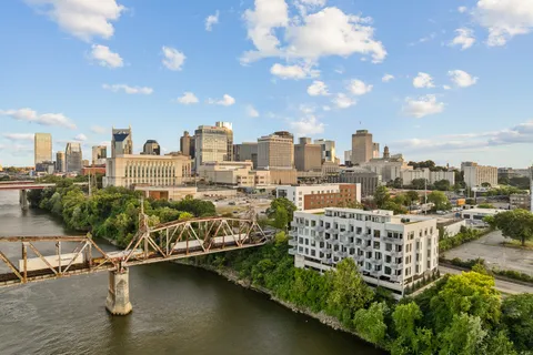 a view of a city with tall buildings