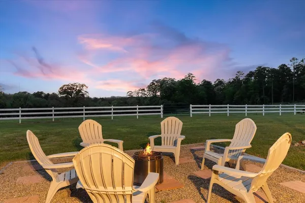 a garden view with sitting space