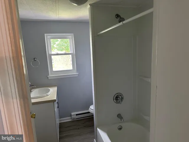 a bathroom with a bathtub