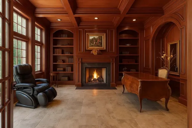 a room with window and couch