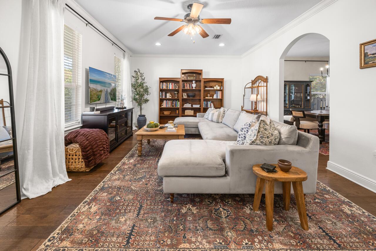 120 Mosaic Oaks Circle Santa Rosa Beach, FL 32459 - Photo 12 of 48 a living room with furniture and a rug