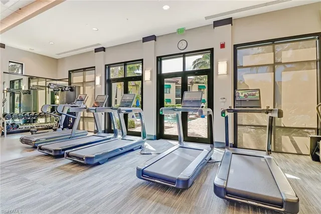 a view of a room with gym equipment