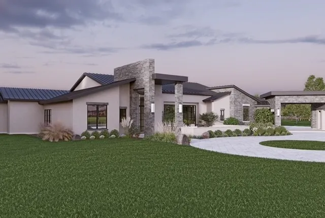 front view of a house with a yard