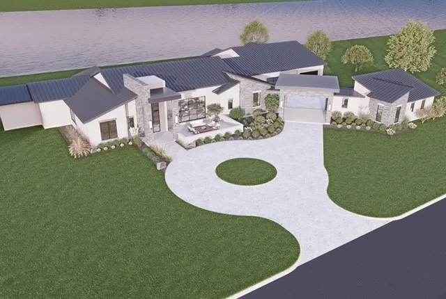 an aerial view of a house