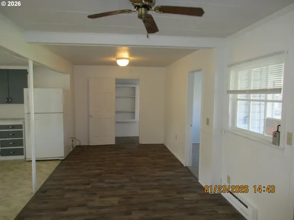 a view of a small space with window