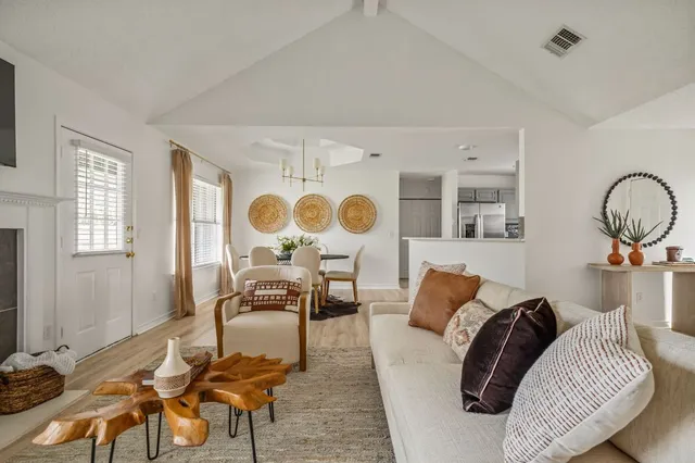 a living room with furniture