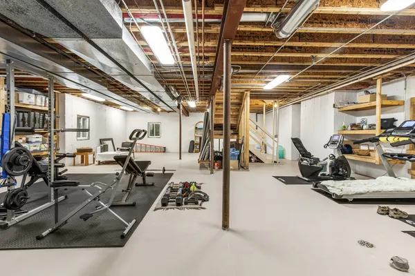 a view of a room with gym equipment