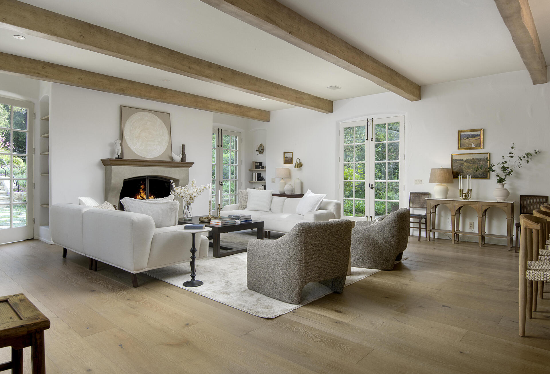 640 El Bosque Road Montecito, CA 93108 - Photo 6 of 36 a living room with furniture fireplace and window