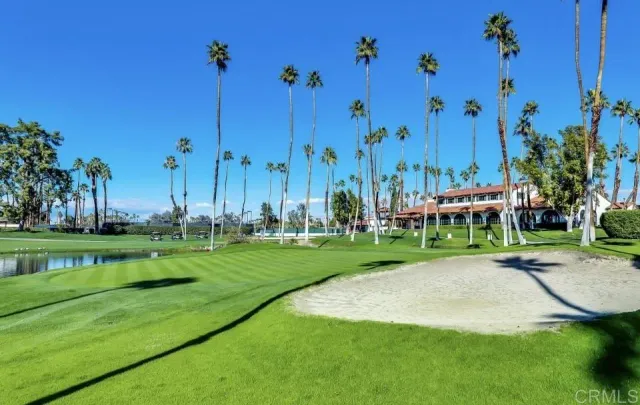 a view of a park and trees