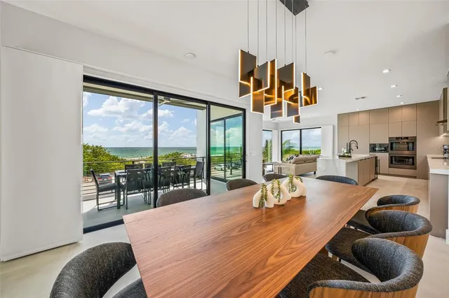 a view of a room with a large window