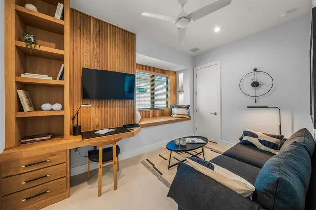 a view of a terrace with yard