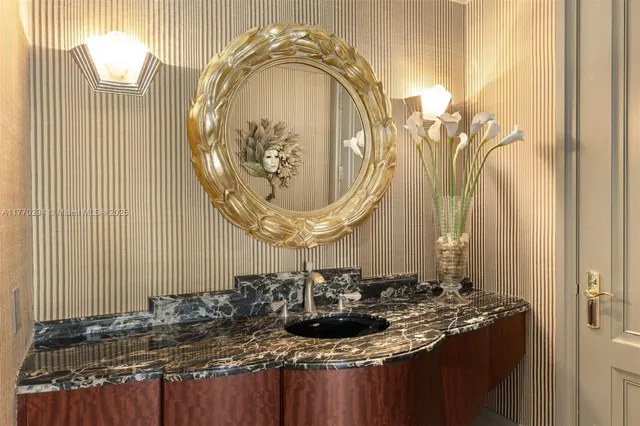 a table with a mirror