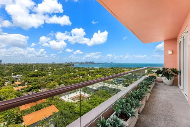 a view of city from a balcony