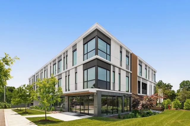 a view of a big building with many windows