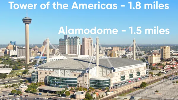 an aerial view of a house with garden