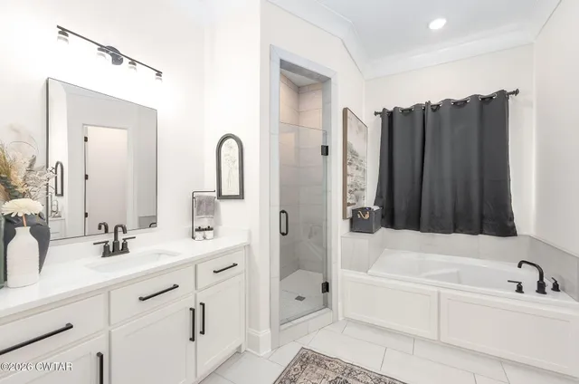 a bathroom with a white shower