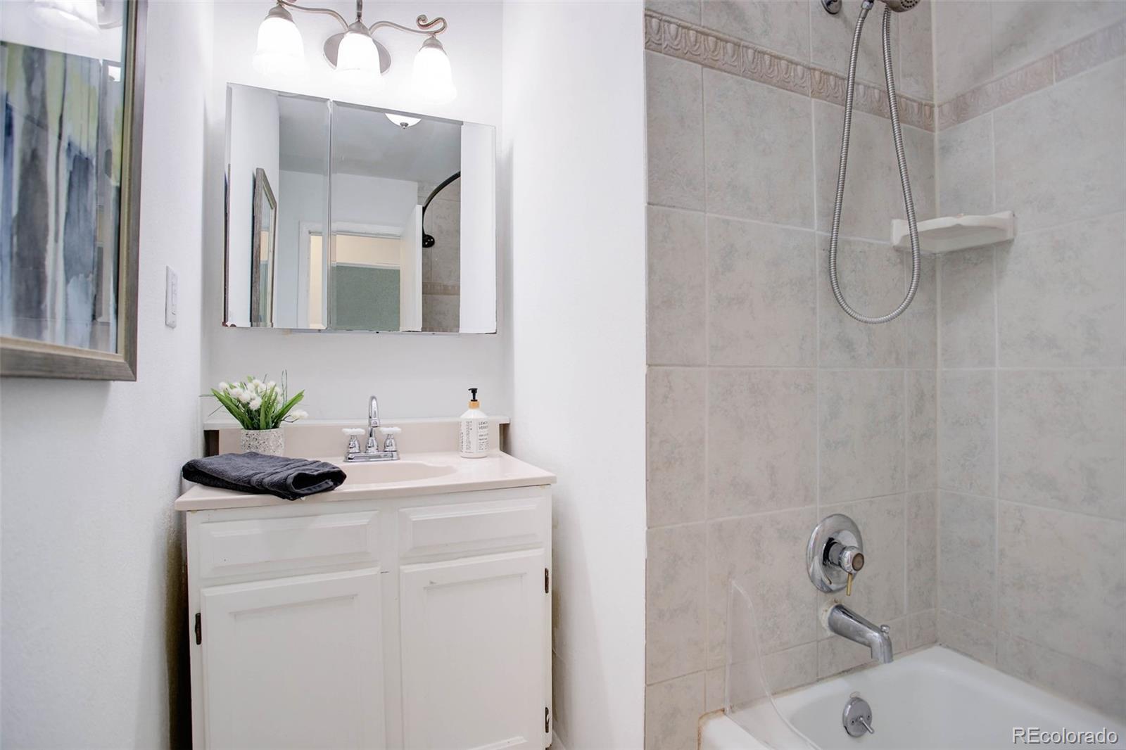 7359 Brook Forest Way Evergreen, CO 80439 - Photo 24 of 40 a bathroom with a sink a vanity and a mirror