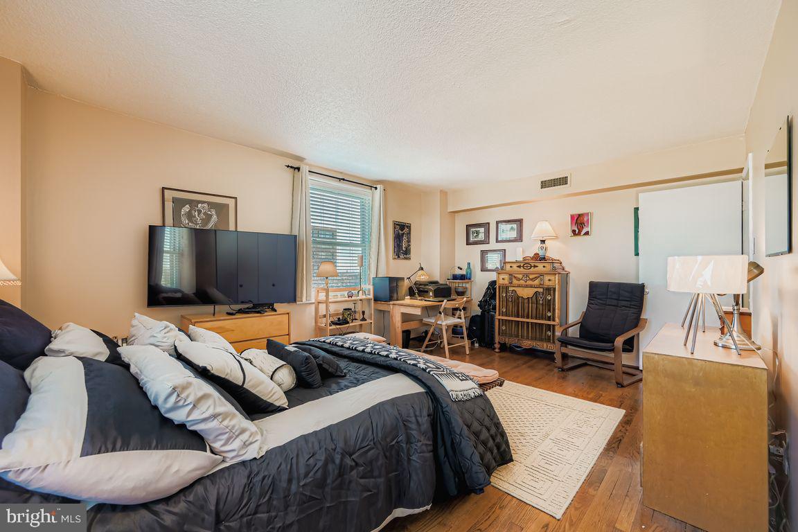 1101 St Paul Street, Unit 1410 Baltimore, MD 21202 - Photo 24 of 29 a bedroom with furniture and a flat screen tv