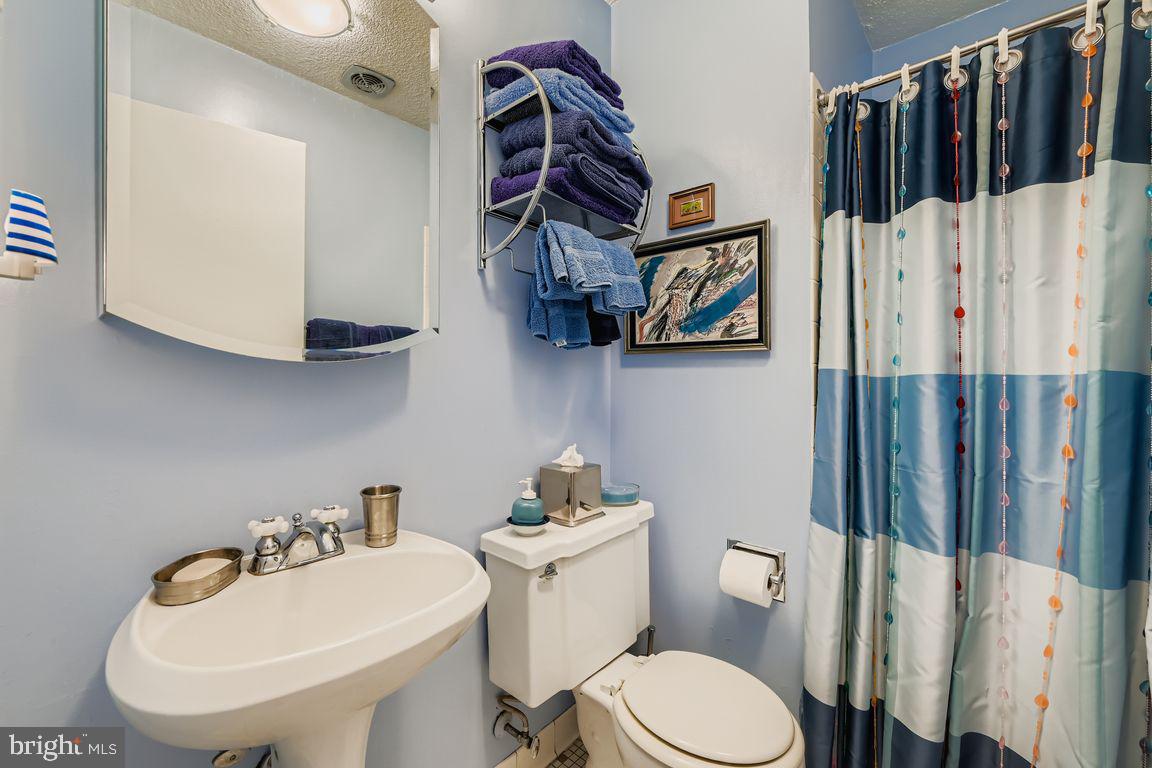 1101 St Paul Street, Unit 1410 Baltimore, MD 21202 - Photo 25 of 29 a bathroom with a toilet a sink and a mirror