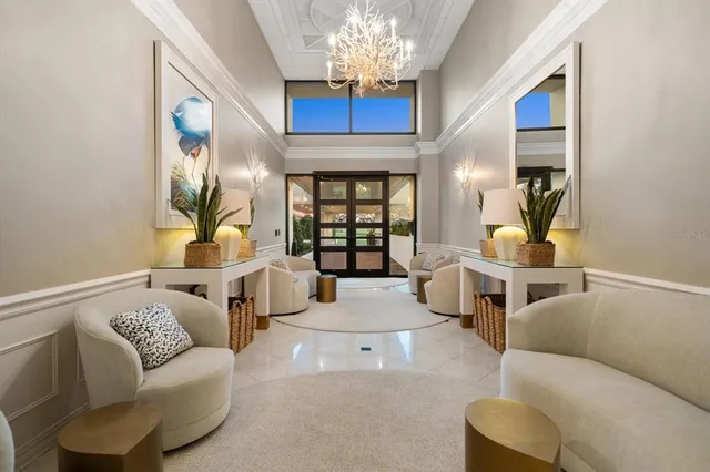 a view of a swimming pool with lounge chairs